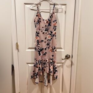 Aqua V neck floral print dress